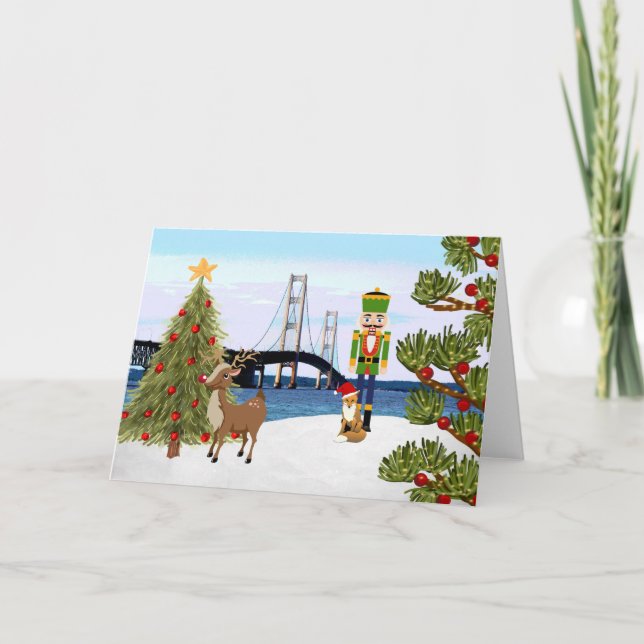 Carte de Noël du pont Mackinac (Devant)