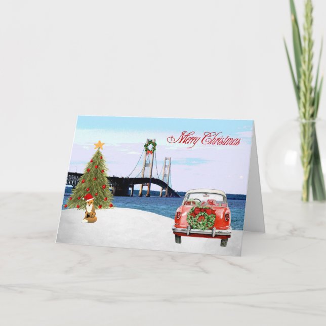 Carte de Noël du pont Mackinac (Devant)