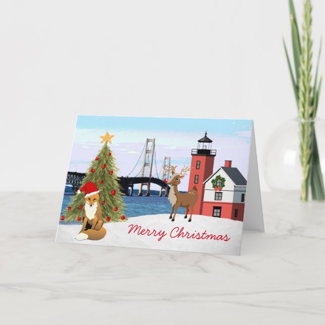 Carte de Noël du pont Mackinac (Devant)