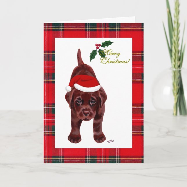 Carte de Noël du récupérateur de chocolat Labrador (Devant)