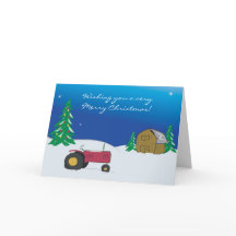 Carte de Noël du tracteur : Scène rouge de la gran