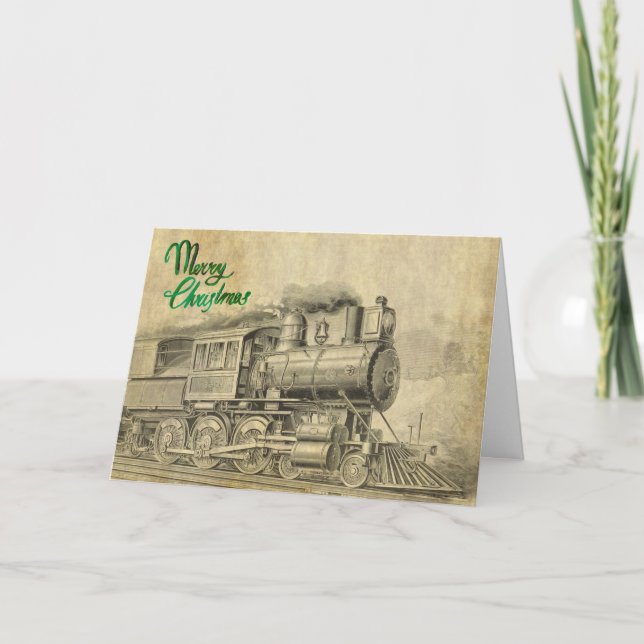 Carte de Noël du train à vapeur vintage (Devant)
