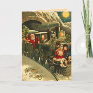 Carte de Noël du train père Noël