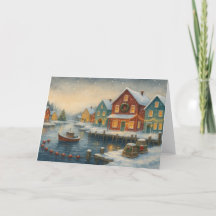 Carte de Noël du village de pêcheurs