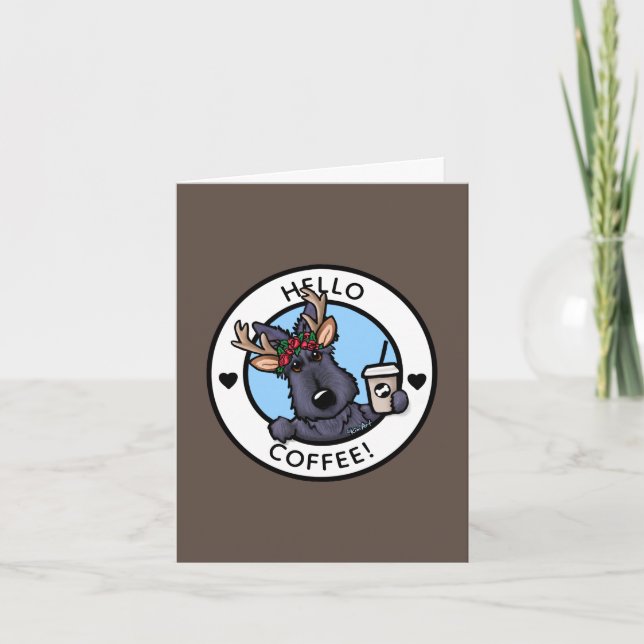 Carte de Noël écossaise Terrier Coffee Lover (Devant)