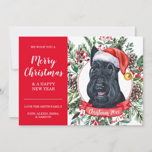 Carte de Noël écossaise Terrier Dog (Devant)