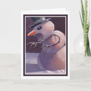 Carte de Noël effrayante de bonhomme de neige