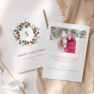 Carte de Noël Elegant Family Initial Photo