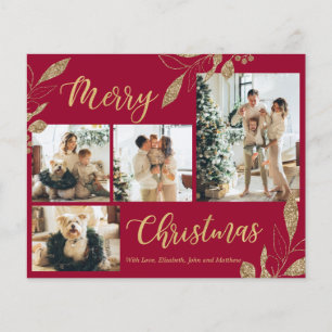 Carte de Noël Elegant Gold Burgundy
