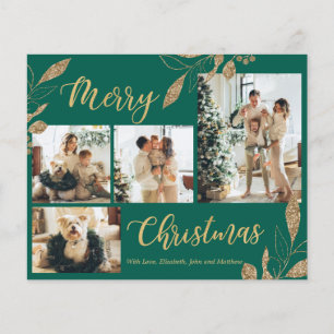Carte de Noël Elegant Green Gold Budget