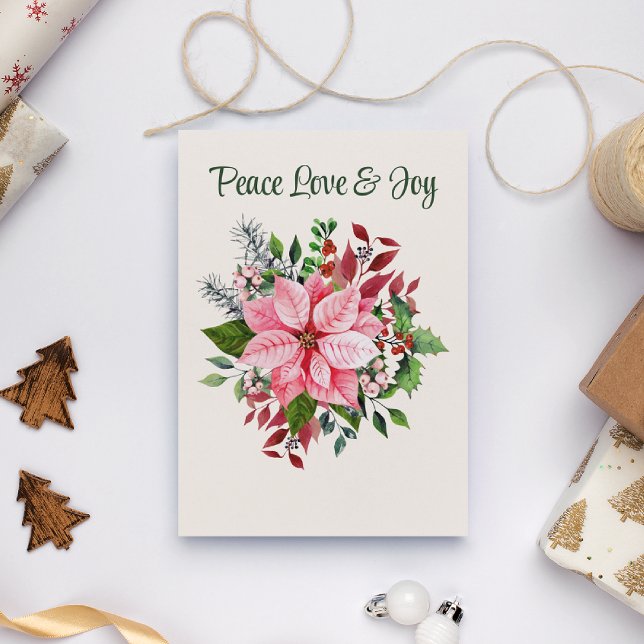 Carte de Noël Elegant Rose Poinsettia personnalisé (Créateur téléchargé)