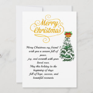 Carte de Noël élégante avec arbre et écriture doré