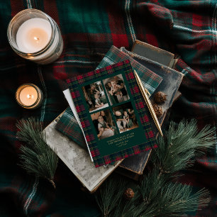 Carte de Noël élégante avec plaid tartan pour phot