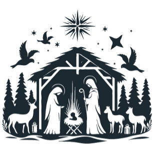 Carte de Noël élégante avec silhouette de la Nativ