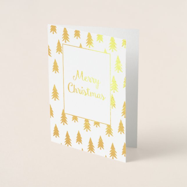 Carte de Noël Elégante Foil Fir d'or (Devant)