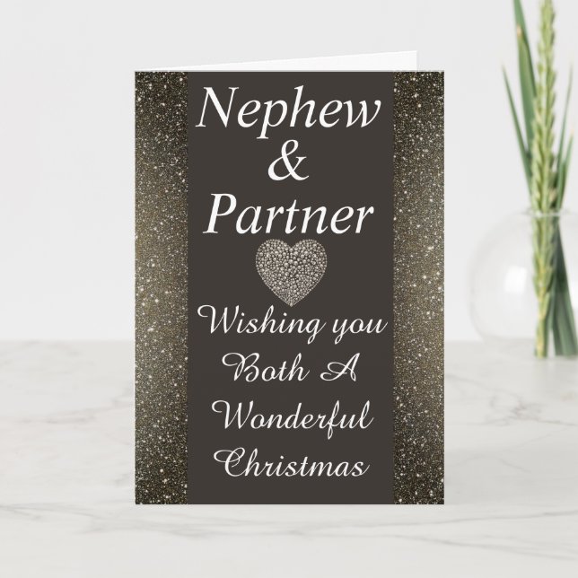 Carte de Noël élégante spéciale neveu & partenaire (Devant)