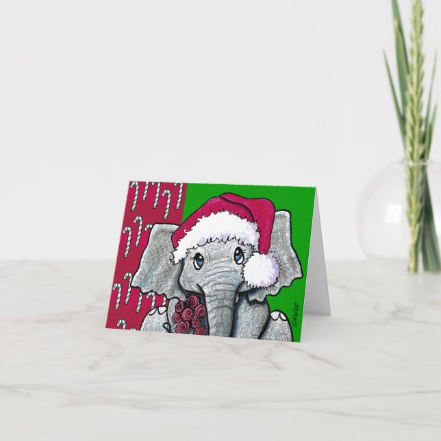Carte de Noël Eléphant KiniArt (Devant)