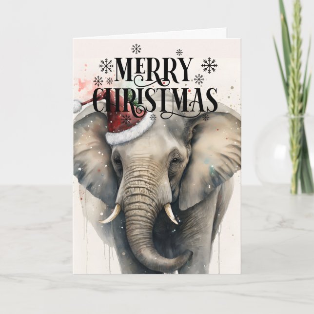 Carte de Noël éléphant mignon (Devant)
