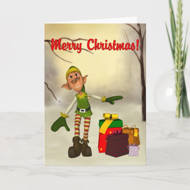 Carte de Noël Elf conviviale (Devant)