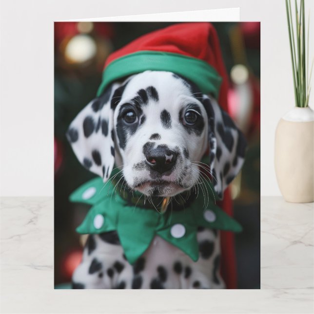 Carte de Noël Elf Puppy (Devant)
