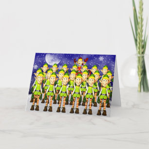 carte de noël elfs à la famille