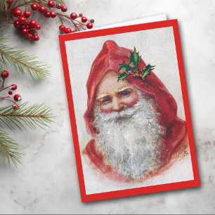 Carte de Noël en Beaux-Arts Père Noël Vintage