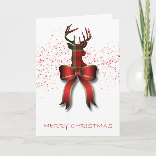 Carte de Noël en cerf de Tartan. (Devant)