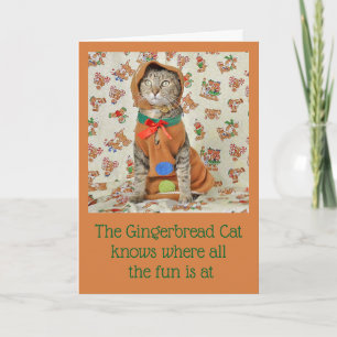 Carte de Noël en chat de pain d'épice