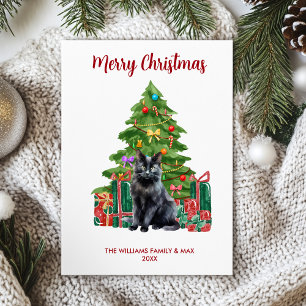 Carte de Noël en chat noir mignonne
