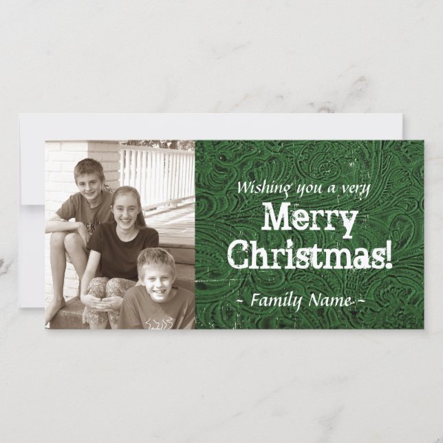 Carte de Noël en cuir à outils verts (Devant)