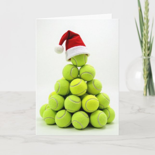 Carte de Noël en forme d'arbre de balles de tennis (Devant)