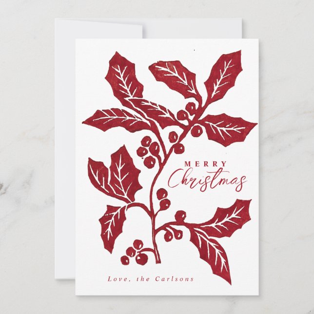 Carte de Noël en linocut à la main (Devant)