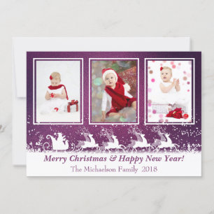 Carte de Noël en métal violet Père Noël