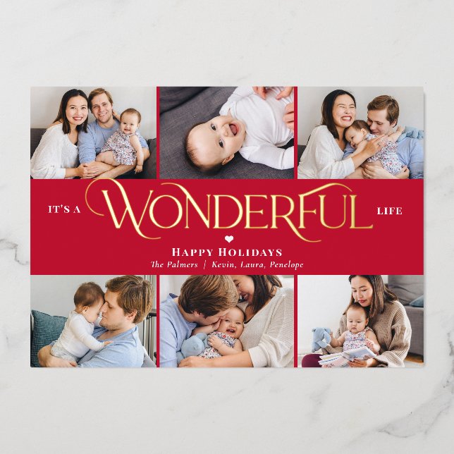 Carte de Noël en papier d'aluminium Wonderful Life (Recto)