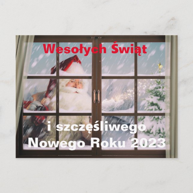 Carte de Noël en polonais Wesołych Świąt Nouvel An (Devant)