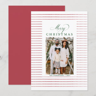Carte de Noël en rouge et vert rayé