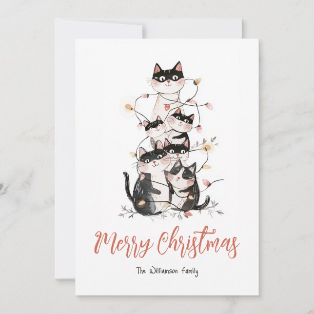 Carte de Noël Entanged Cats (Devant)