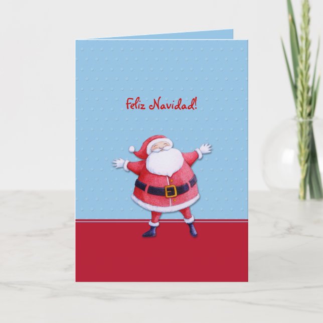 Carte de Noël espagnole bleue au Père Noël (Devant)