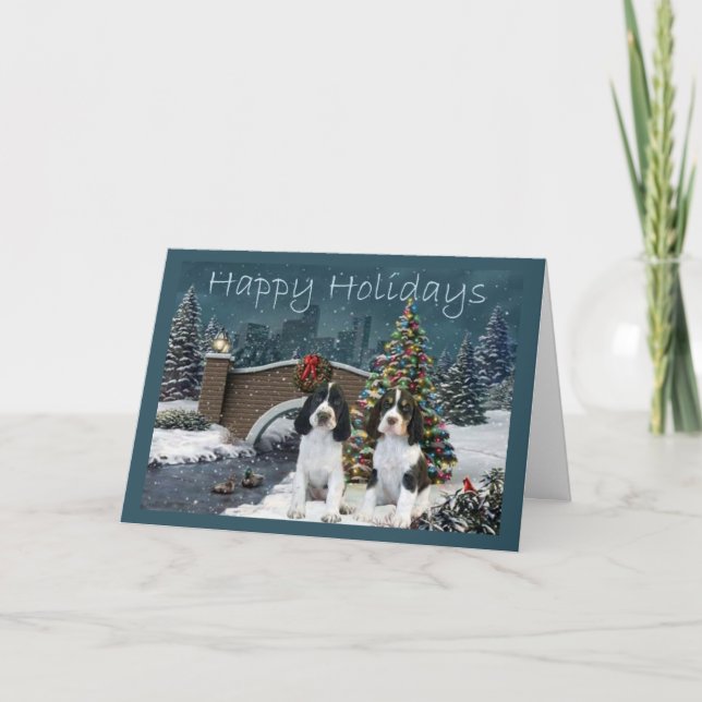 Carte de Noël espagnole Springer anglaise Soirée (Devant)