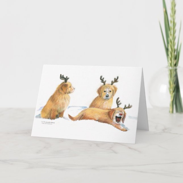Carte de Noël espiègle de chiots (Devant)
