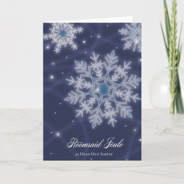 Carte de Noël estonienne - Fléau de neige bleu (Devant)