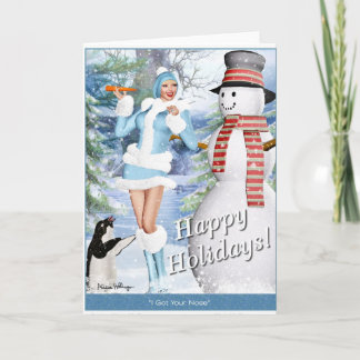 Carte de Noël et de vacances - fille Pin- et neige