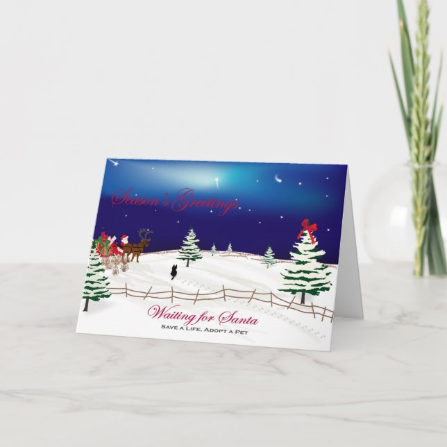 Carte de Noël et poème "Père Noël de attente " (Devant)