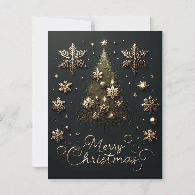 Carte de Noël étoilée Noir & Or (Devant)