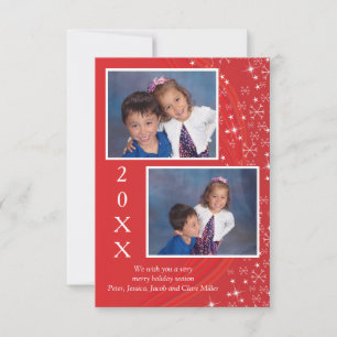 Carte de Noël Étoiles Rouges & Blanches 3x5