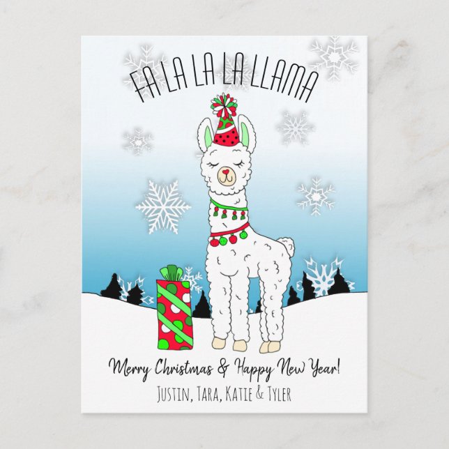 Carte de Noël Fa La La Llama (Devant)