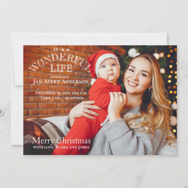 Carte de Noël Faire-part bébé photo (Devant)