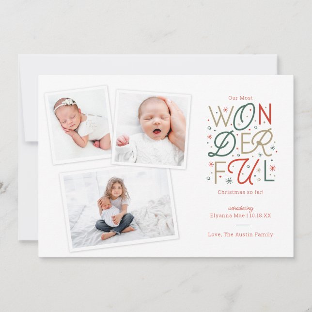Carte de Noël faire-part de naissance (Devant)