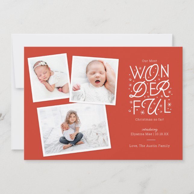 Carte de Noël faire-part de naissance (Devant)