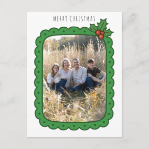 Carte de Noël familiale avec houx dessiné à la mai